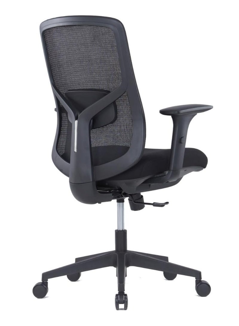 Kaliber Luxe Mid Back Office Chair – Ergonomic Mesh Back, Upholstered Seat, Adjustable Lumbar Support, and 3-Lock Synchro Tilt Mechanism  for Comfort - Image 4