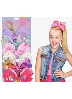JoJo Siwa JOJO SIWA Hair bows Clips  6 piecesset siwa rainbow printed knot ribbon bow for girls handmade boutique hair clip children hair accessories C 