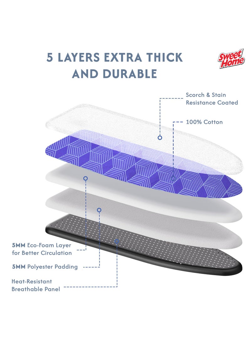 Sweet Home Ironing Board with Adjustable Height Mechanism Heat Resistant Foldable Ironing Board Cotton Cover Freestanding Heavy-Duty Non Slip Legs for Home, Laundry Room or Dormitory Use - Image 5