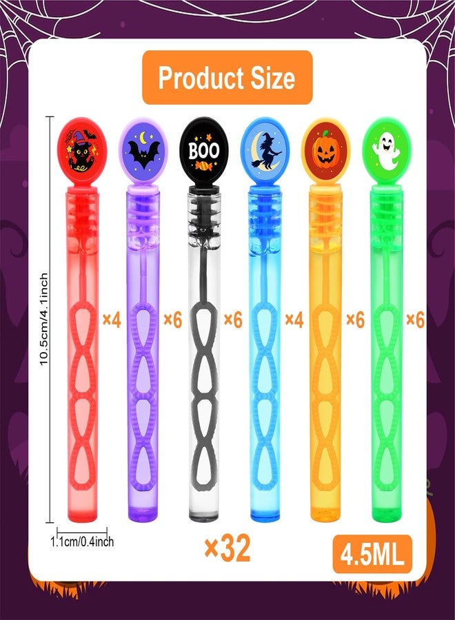JGCWorker 32 Pack Halloween Bubble Wands for Kids Party Favors - Assorted Spooky Designs with Pumpkin, Bat, Boo, Cat, Witch and Ghost Tops, Bulk Bubbles for Trick-or-Treat Goodie Bags, Outdoor Fun, Party Favors - Image 2
