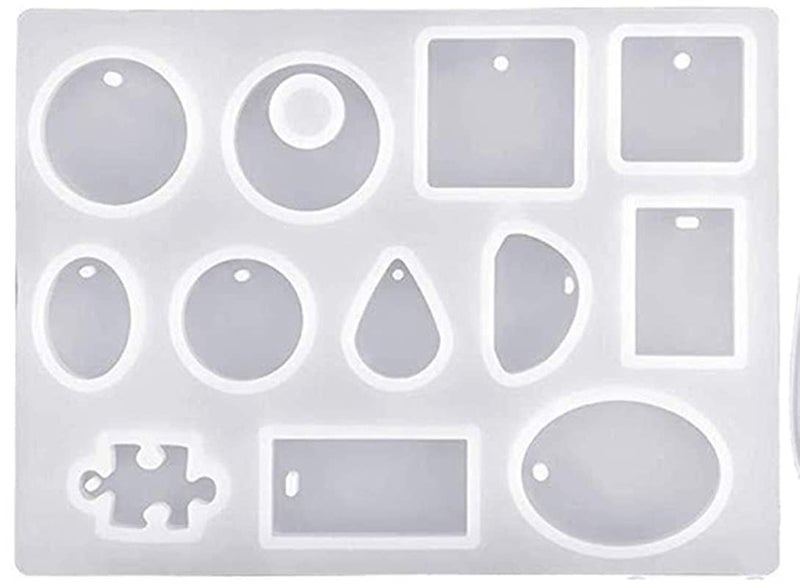Brijsun Innovations Silicone Pendant Mould for Resin Casting -12 Shapes | DIY Craft Molds for Keychains, Jewelry, Earrings, Keyring Making | Flexible, Durable, Easy Release Resin Moulds for Epoxy Art - Image 1