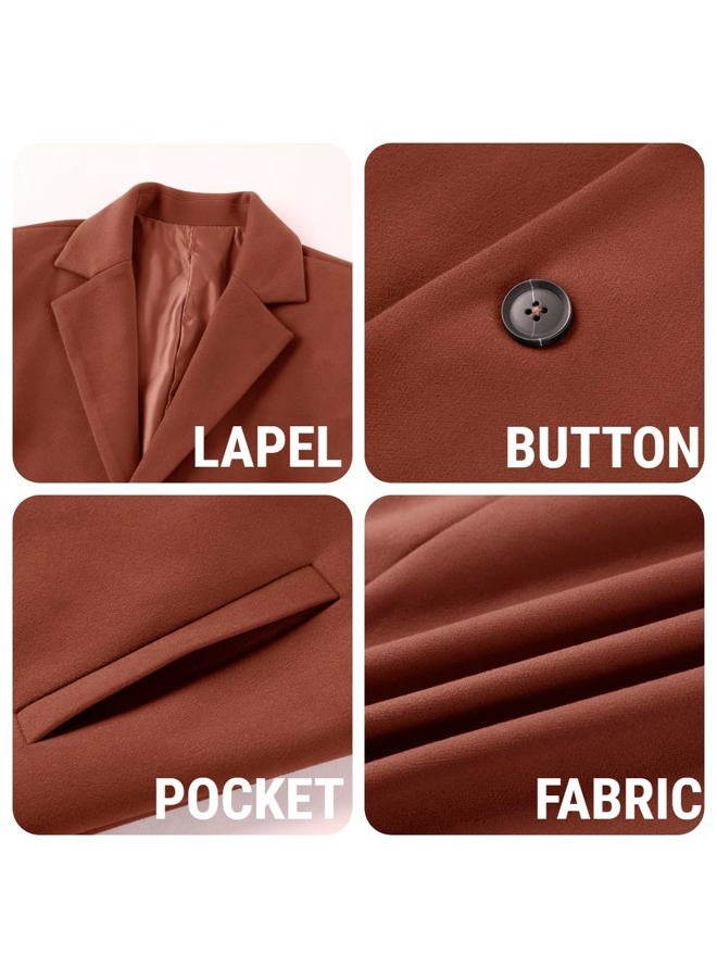 PASLTER Mens Trench Coat Slim Fit Notched Collar Fall Winter Single Breasted Pea Coat Warm Soft Overcoat - Image 5