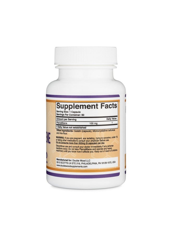 Double Wood Supplements مكمل بيترستيلبين 100 ملغ كبسولات (مختبر من طرف ثالث) مصنوع في الولايات المتحدة 60 كبسولة متفوق على ريسفيراترول مضاد أكسدة لدعم طول العمر (خالٍ من الكائنات المعدلة وراثيًا وخالي من الغلوتين) من دابل وود - Image 3