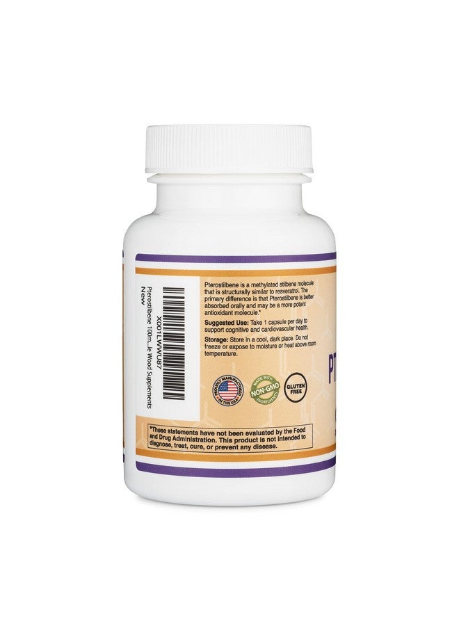 Double Wood Supplements مكمل بيترستيلبين 100 ملغ كبسولات (مختبر من طرف ثالث) مصنوع في الولايات المتحدة 60 كبسولة متفوق على ريسفيراترول مضاد أكسدة لدعم طول العمر (خالٍ من الكائنات المعدلة وراثيًا وخالي من الغلوتين) من دابل وود - Image 4
