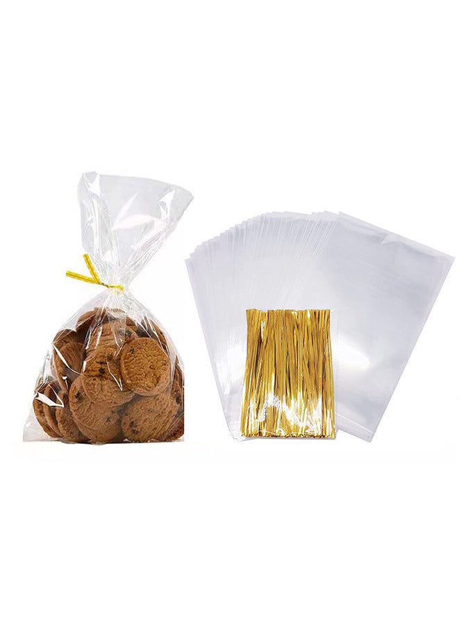 100 قطعة من الأكياس البلاستيكية الشفافة ذات الأربطة الملتوية - Image 1