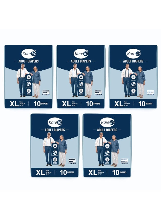 KareIn Adult Diapers Extra Large Size 10 Count, Waist Size ,Pack of 5 (50 Counts) - Image 1