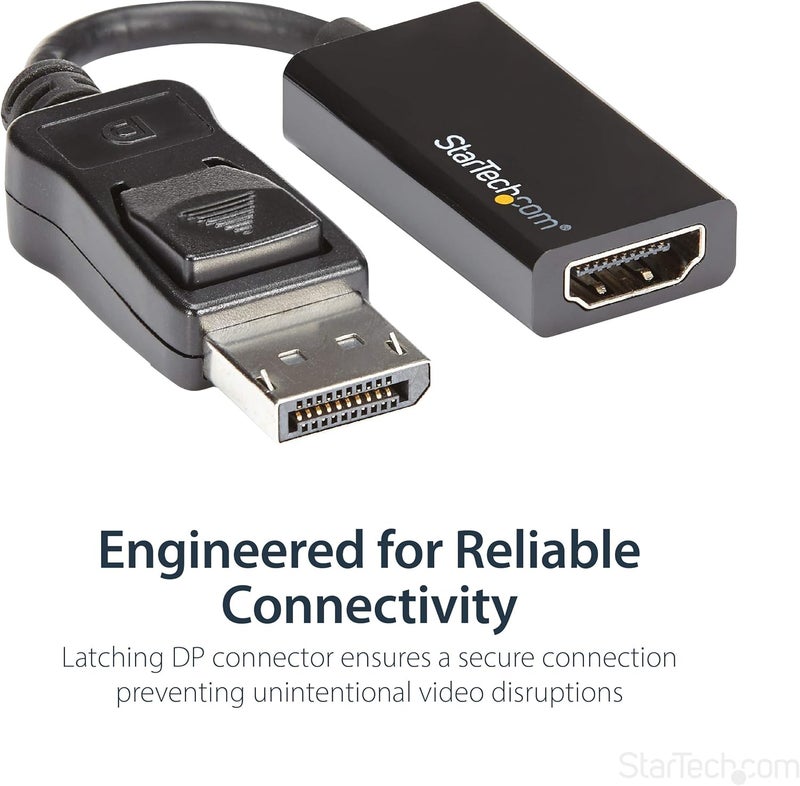 Star Tech .com DisplayPort to HDMI Adapter - 4K 60Hz Active DP 1.4 to HDMI 2.0 Video Converter - DP to HDMI Monitor/TV/Display Cable Adapter Dongle - Latching DP Connector (DP2HD4K60S), Black - Image 4