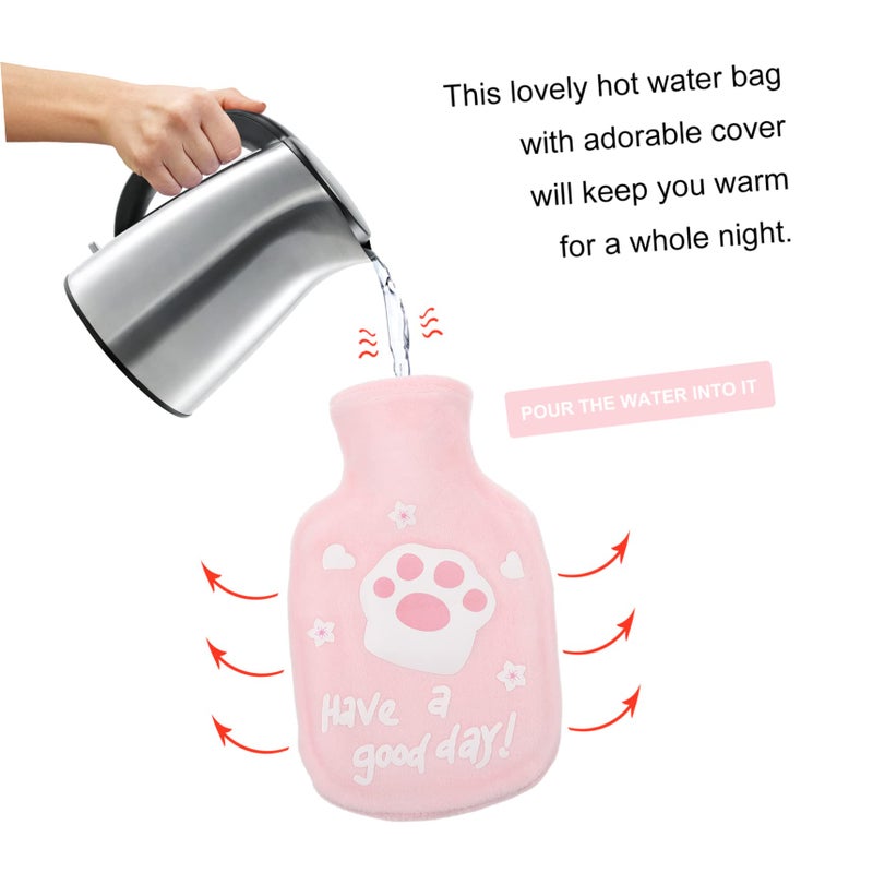 Fleece Covered Portable Hot Water Bottle for Hand and Body Warmth Winter Relief - Image 5