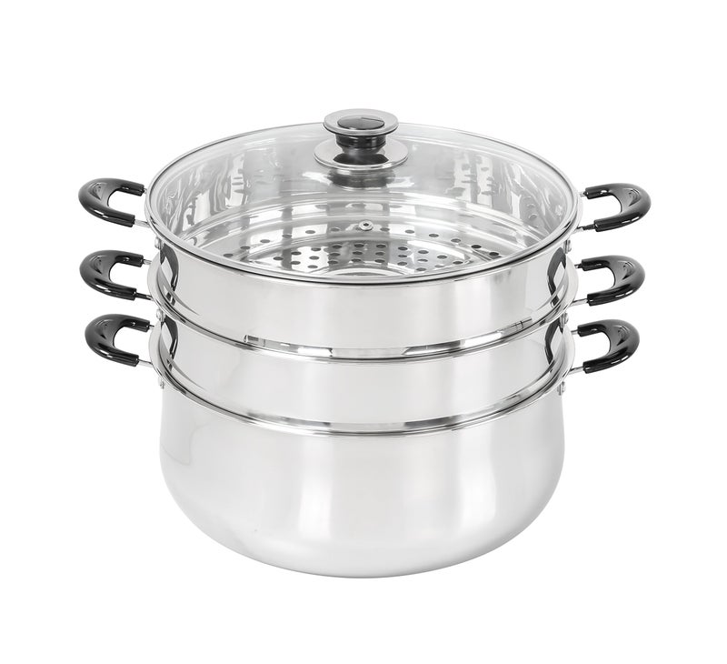Concord 30 CM Stainless Steel 3 Tier Steamer Pot Steaming Cookware  Triply Bottom