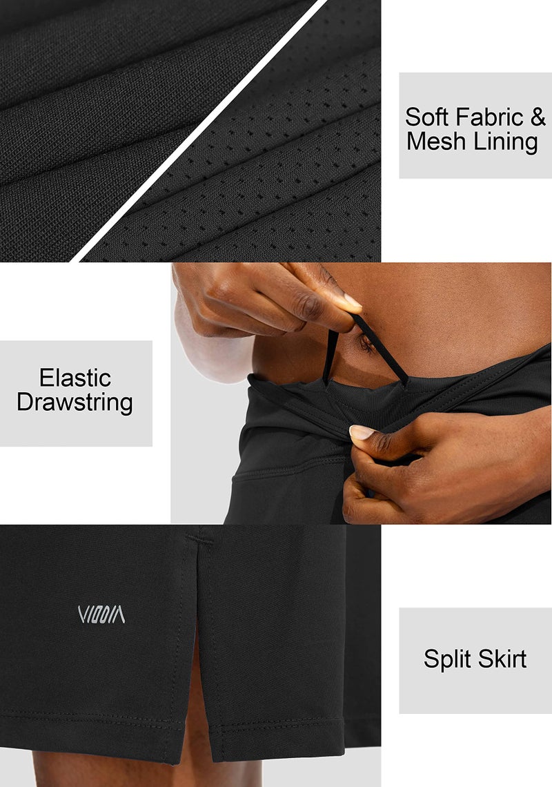 Viodia Women's 20" Knee Length Skorts Skirts Athletic Tennis Golf Skirt for Women Modest Sports Casual Summer Skirt with 5 Pockets Black - Image 4