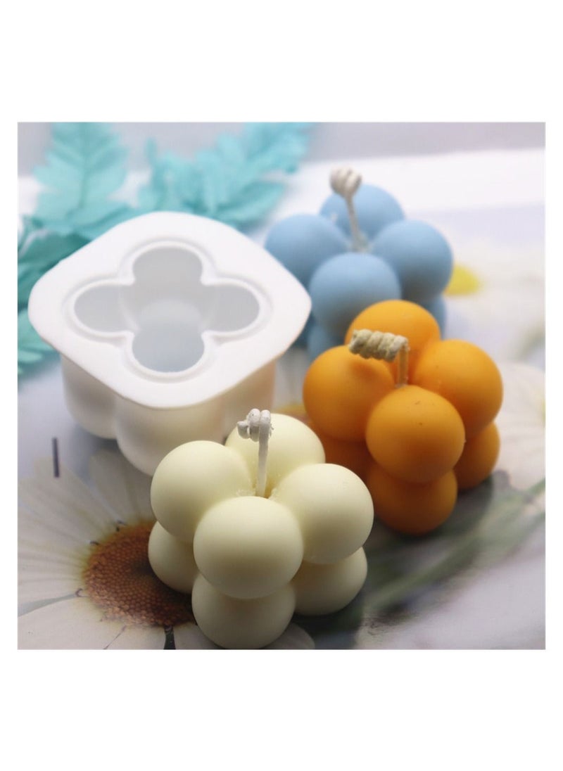 SYOSI - Silicone Candle Moulds, SYOSI 3D Cube of Multiple Balls Fondant Mould, Candle Wick Holders for Candle and Soap Making, for Baking and Cake Mousse Ice Cream, for Aromatherapy Plaster Making - Image 1