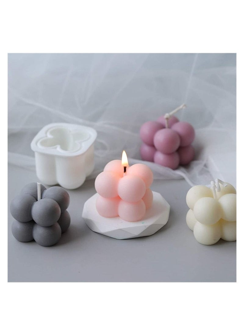 SYOSI - Silicone Candle Moulds, SYOSI 3D Cube of Multiple Balls Fondant Mould, Candle Wick Holders for Candle and Soap Making, for Baking and Cake Mousse Ice Cream, for Aromatherapy Plaster Making - Image 1