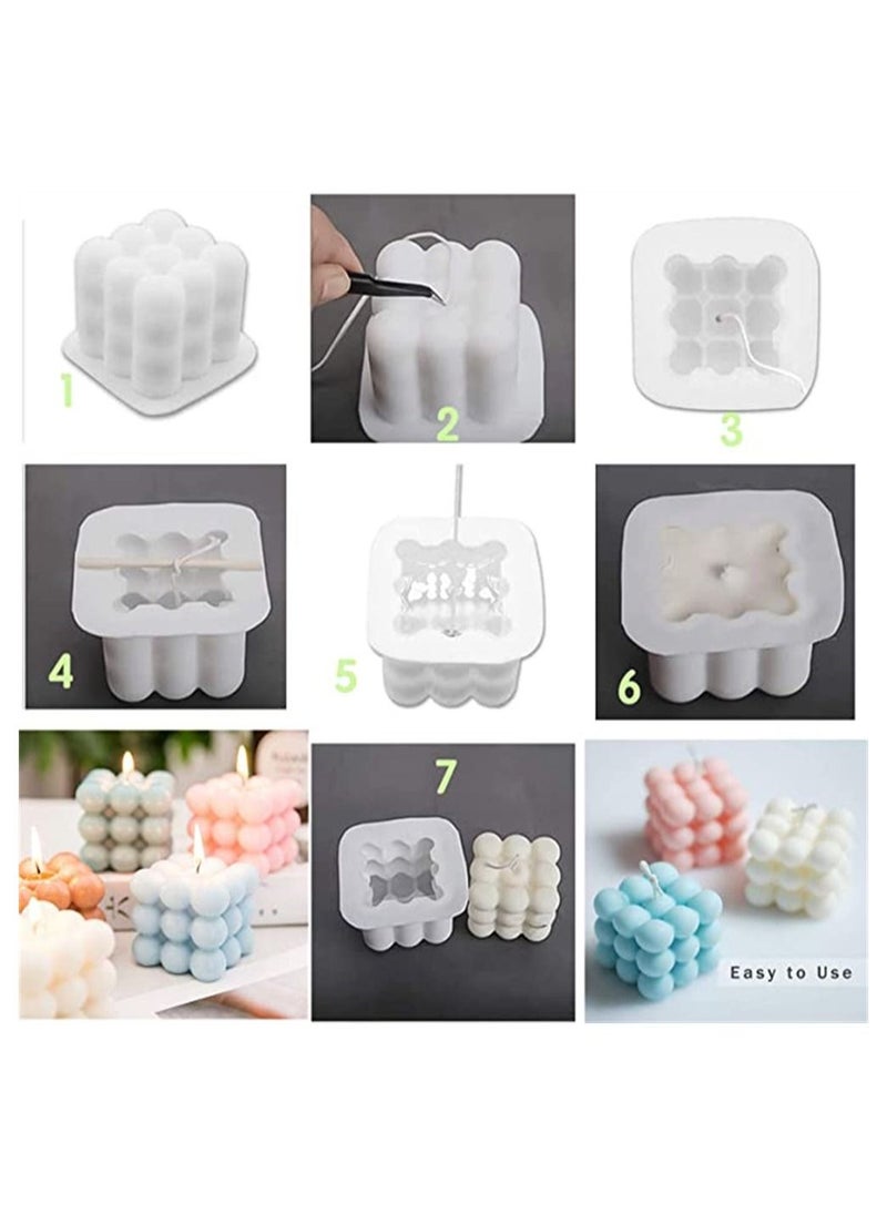 SYOSI - Silicone Candle Moulds, SYOSI 3D Cube of Multiple Balls Fondant Mould, Candle Wick Holders for Candle and Soap Making, for Baking and Cake Mousse Ice Cream, for Aromatherapy Plaster Making - Image 1