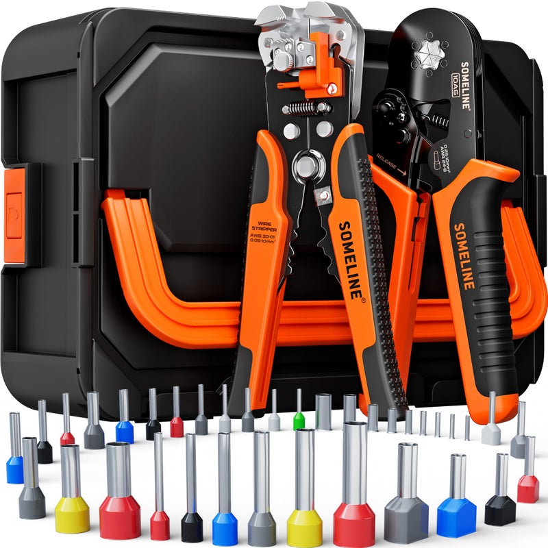 SOMELINE Ferrule Hexagonal Crimping Tool Kit 36 Sizes Ferrules AWG 248 Ferrule Crimper with Hexagonal Crimper and Automatic Wire Stripper Ferrule Terminal Assortment Kit Stackable Tool Box - Image 2
