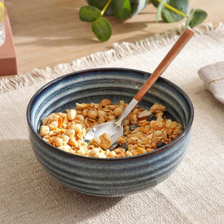 Pan Home وعاء حبوب سيراميك أزرق للمطبخ