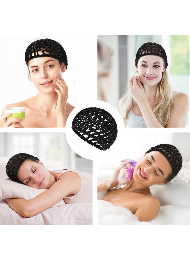 WLLHYF 2 PCS Hair Nets Cap Sleeping Hairnet Snoods Wrap Bonnets Long Straight Curl Wig Head Protector Black Mesh Wrapping Crochet Wave Cook Hats Bun Lift Strap Weaving Sew For Women Ballet - Image 4