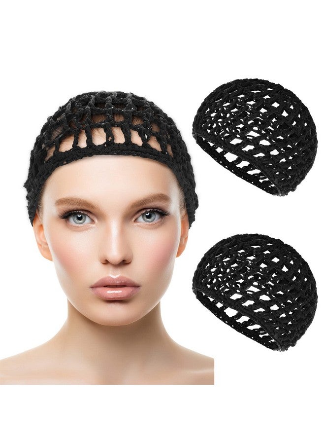 WLLHYF 2 PCS Hair Nets Cap Sleeping Hairnet Snoods Wrap Bonnets Long Straight Curl Wig Head Protector Black Mesh Wrapping Crochet Wave Cook Hats Bun Lift Strap Weaving Sew For Women Ballet - Image 1