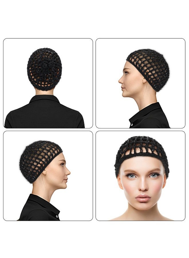 WLLHYF 2 PCS Hair Nets Cap Sleeping Hairnet Snoods Wrap Bonnets Long Straight Curl Wig Head Protector Black Mesh Wrapping Crochet Wave Cook Hats Bun Lift Strap Weaving Sew For Women Ballet - Image 3