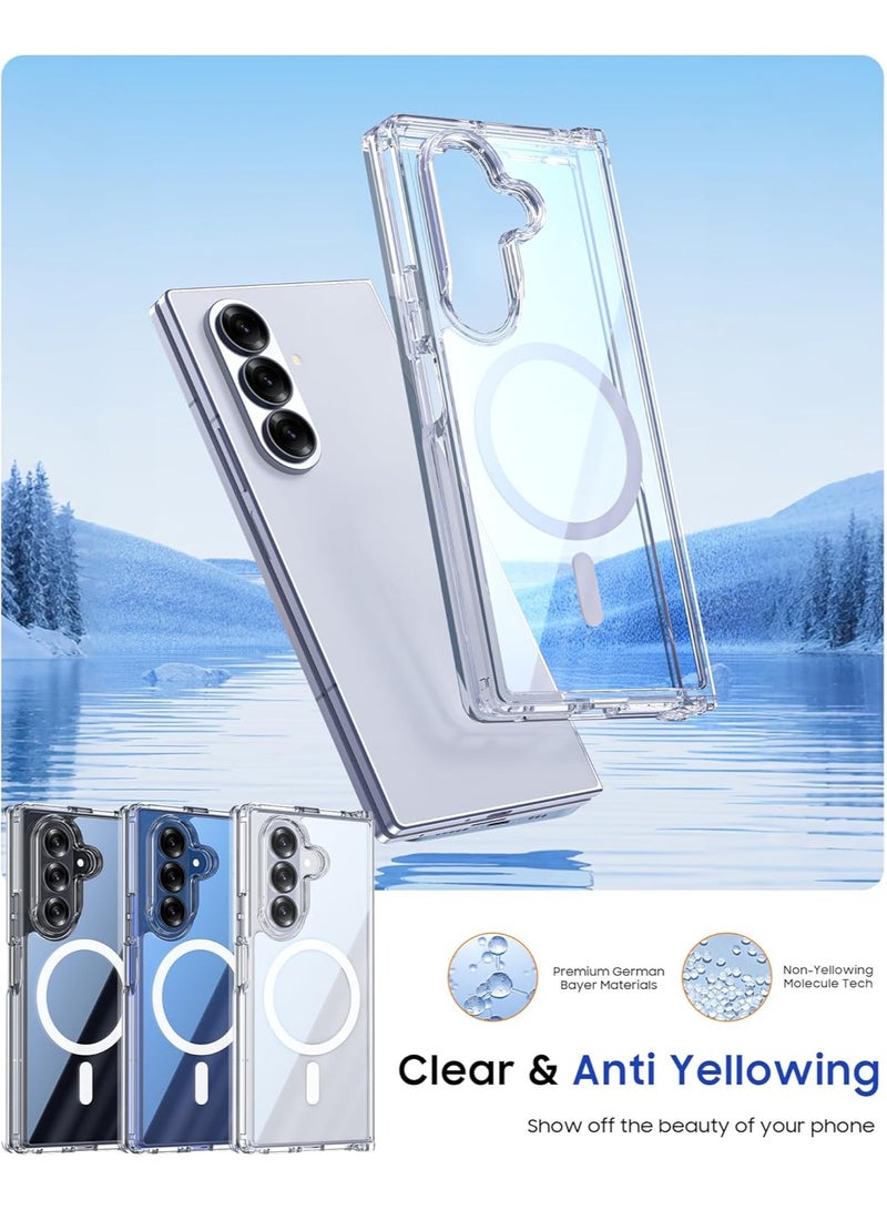 Transparent Case for Samsung Galaxy Z Fold 7 with MagSafe [Anti-Yellowing][Wireless Charging] Ultra Thin Shockproof Full Body Protection Case for Galaxy Z Fold 7-Clear - Image 4