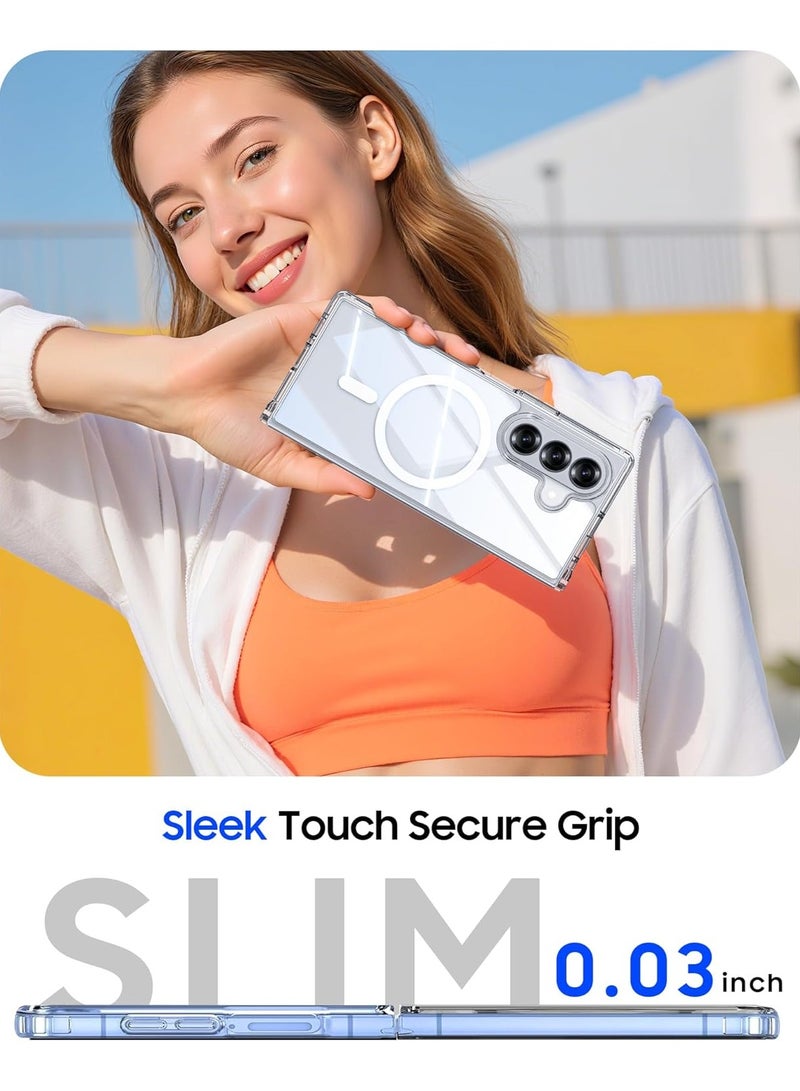 Transparent Case for Samsung Galaxy Z Fold 7 with MagSafe [Anti-Yellowing][Wireless Charging] Ultra Thin Shockproof Full Body Protection Case for Galaxy Z Fold 7-Clear - Image 5
