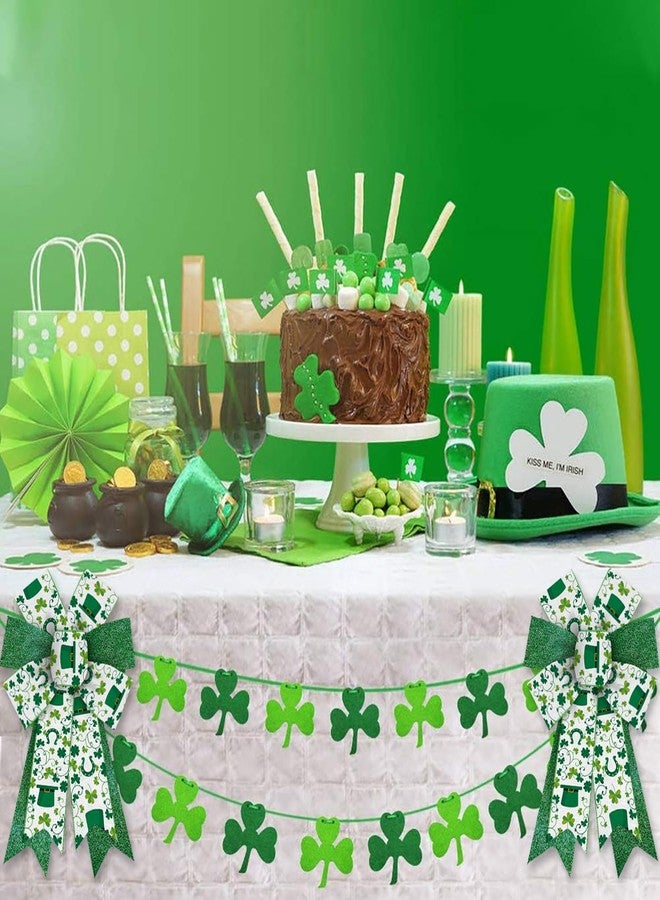 Heureppy عبوتان من فيونكات إكليل عيد القديس باتريك، فيونكات زينة عيد القديس باتريك، فيونكات قبعة برسيم لامعة، فيونكات شريط من الخيش لإكليل عيد القديس باتريك، فيونكات لتزيين قمة شجرة عيد القديس باتريك، زينة داخلية وخارجية لحفلات الأعياد الأيرلندية - Image 4