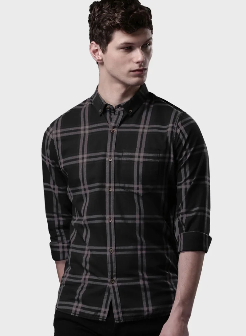 Wrogn Checked Slim Fit Shirt