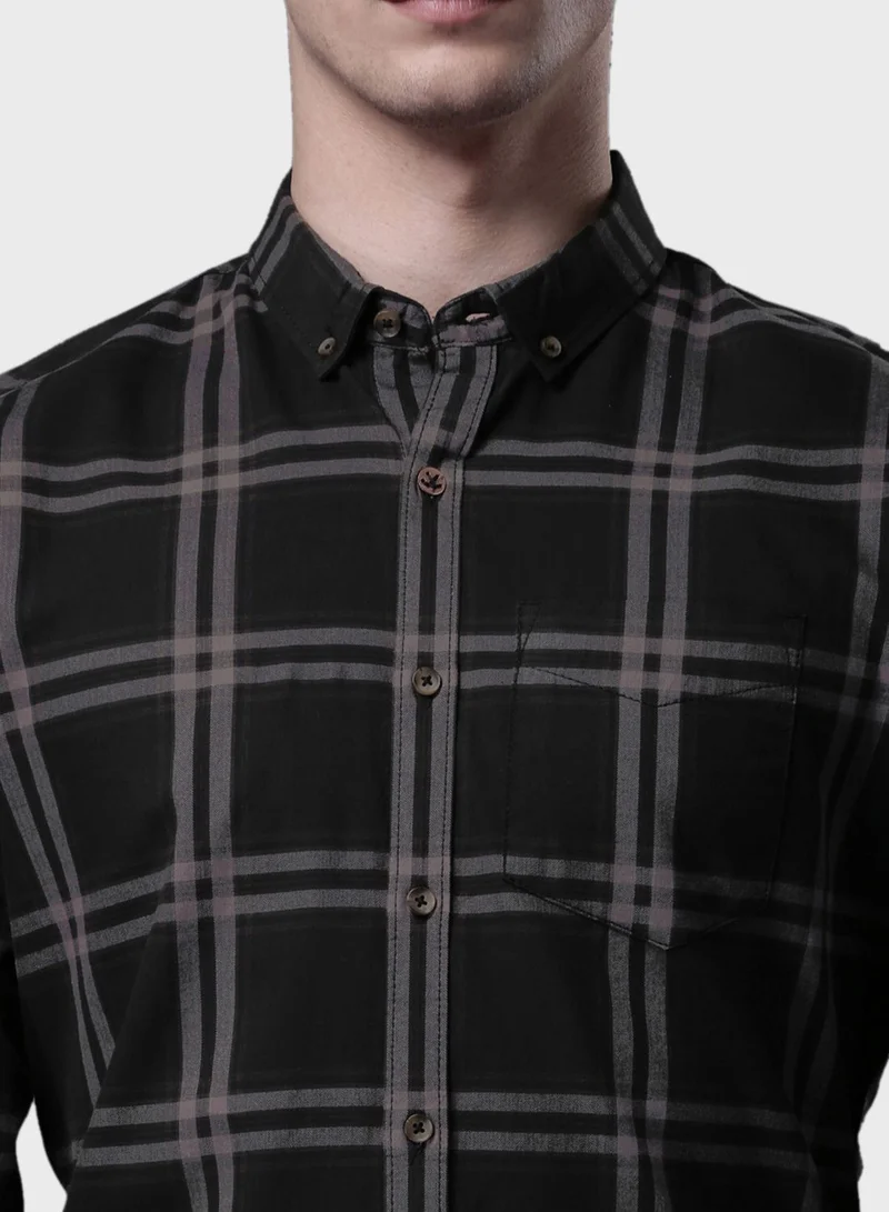 Wrogn Checked Slim Fit Shirt
