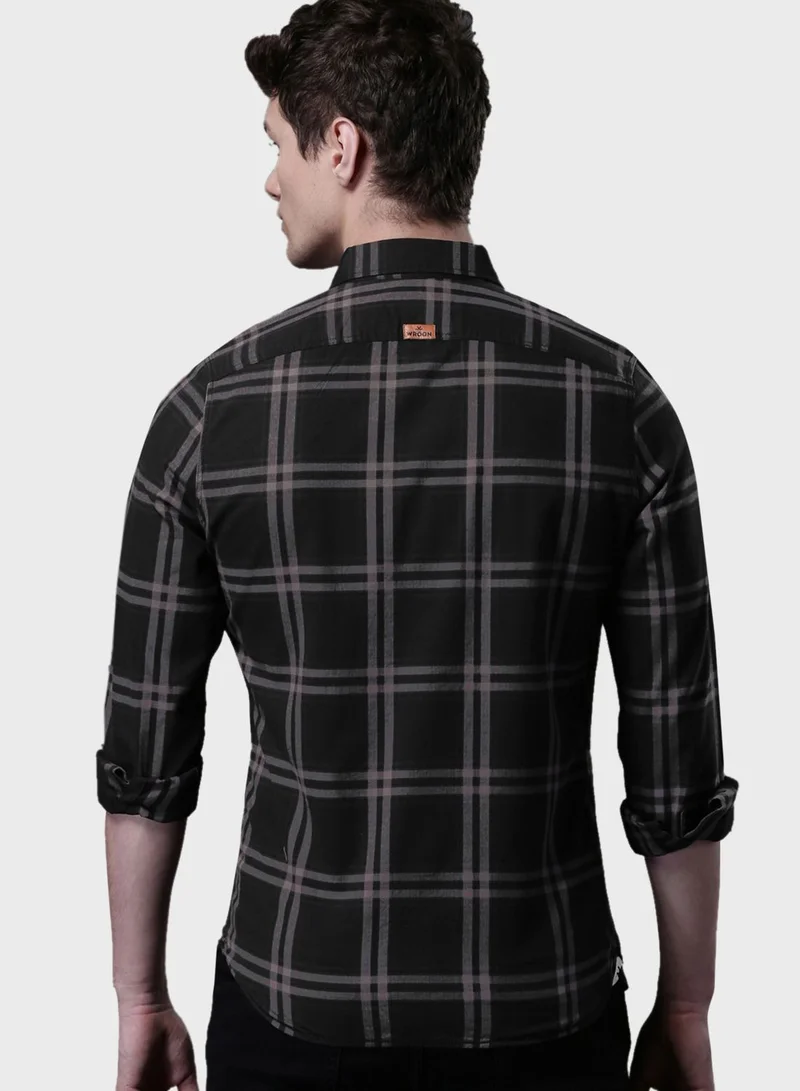 Wrogn Checked Slim Fit Shirt