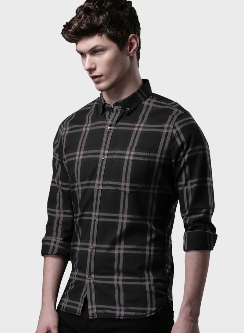 Wrogn Checked Slim Fit Shirt