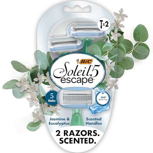 BIC Soleil 5 Escape Scented Women's Disposable Razors, 5 Blades, Comfortable Shave, Jasmine & Eucalyptus Scented Handle Shaving Razors for Women, 2 Count - Image 1