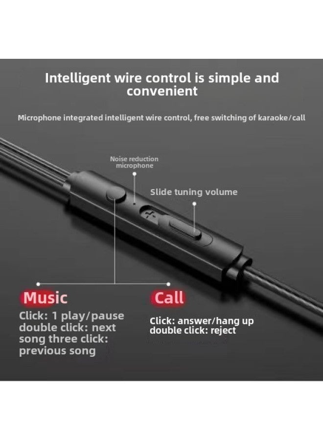 Red And Blue Ring Metal Headphones Universal Subwoofer In-ear Microphone Headphones For OPPOvivo Huawei Xiaomi Apple-Color:Type-C Interface Plastic Silver