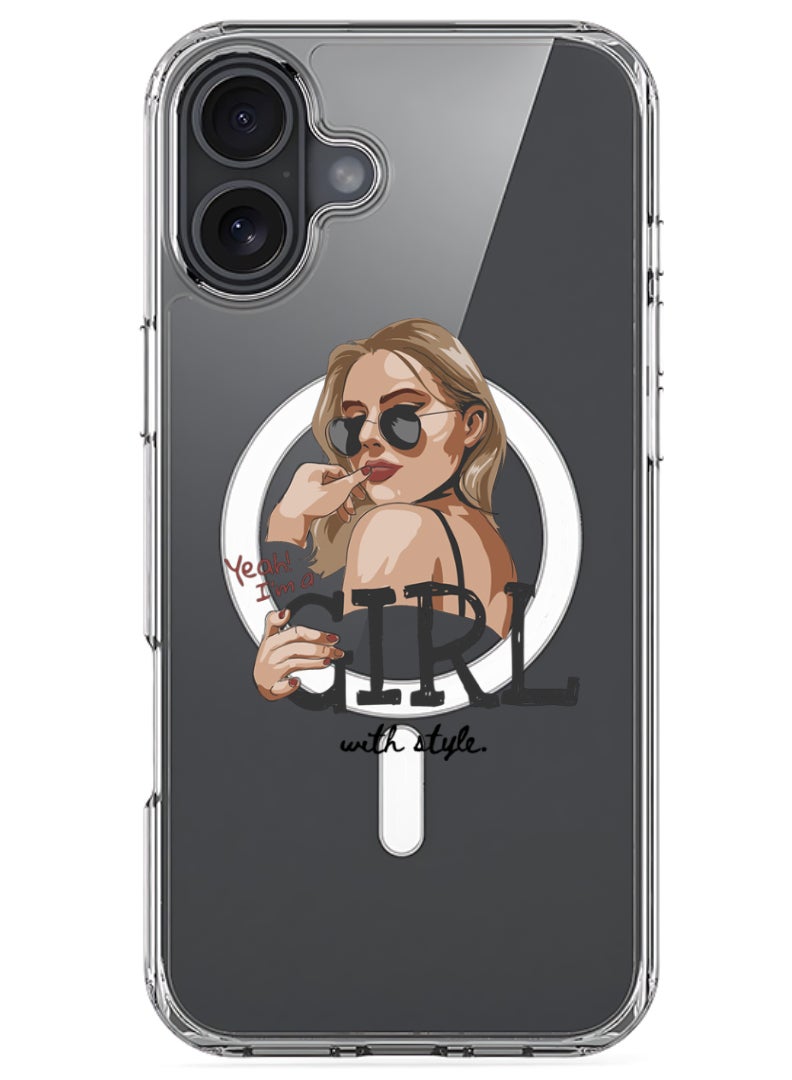 Theodor iPhone 16 Magsafe Magnetic Case Compatible with Wireless Charging, Shockproof Phone Bumper Cover - Girl with Style - Image 1