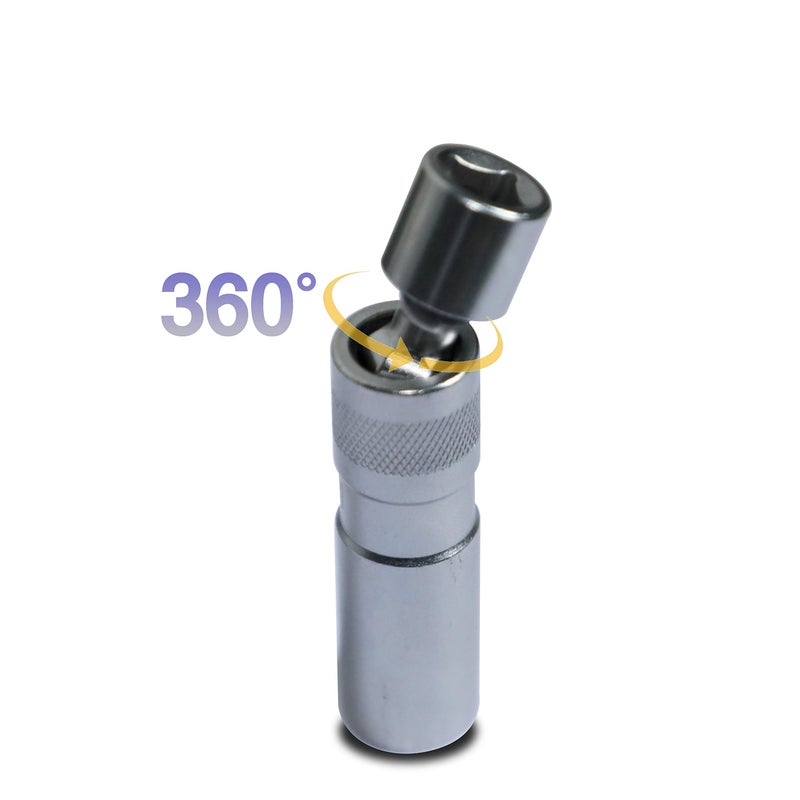 DPTOOL 14mm Magnetic Thin Walled Spark Plug Socket Universal Joint 3/8-Inch Drive 12 point Swivel Socket Removal Tool 12pt 96L (14mm) Compatible with BMW NISSAN - Image 4