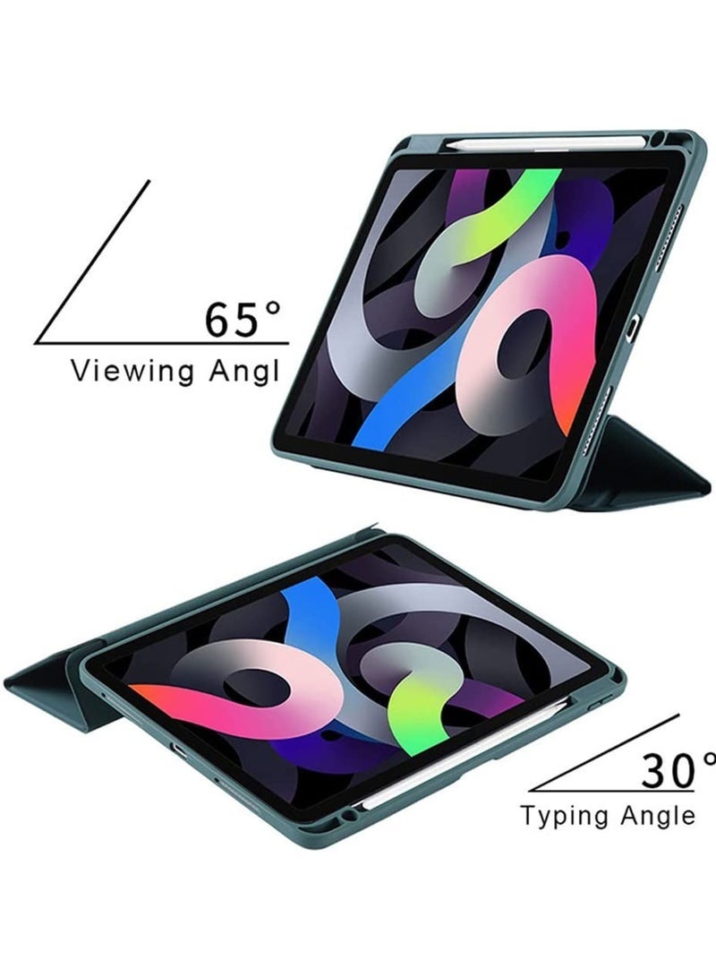 Protective case for iPad 10th Gen 10.9-inch 2022 / iPad 11th Gen (A16) 10.9-inch 2025 Built-in pencil holder Flexible back cover, tri-fold kickstand, automatic sleep/pop-up function Transparent/dark green - Image 4