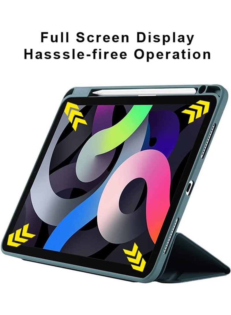 Protective case for iPad 10th Gen 10.9-inch 2022 / iPad 11th Gen (A16) 10.9-inch 2025 Built-in pencil holder Flexible back cover, tri-fold kickstand, automatic sleep/pop-up function Transparent/dark green - Image 5