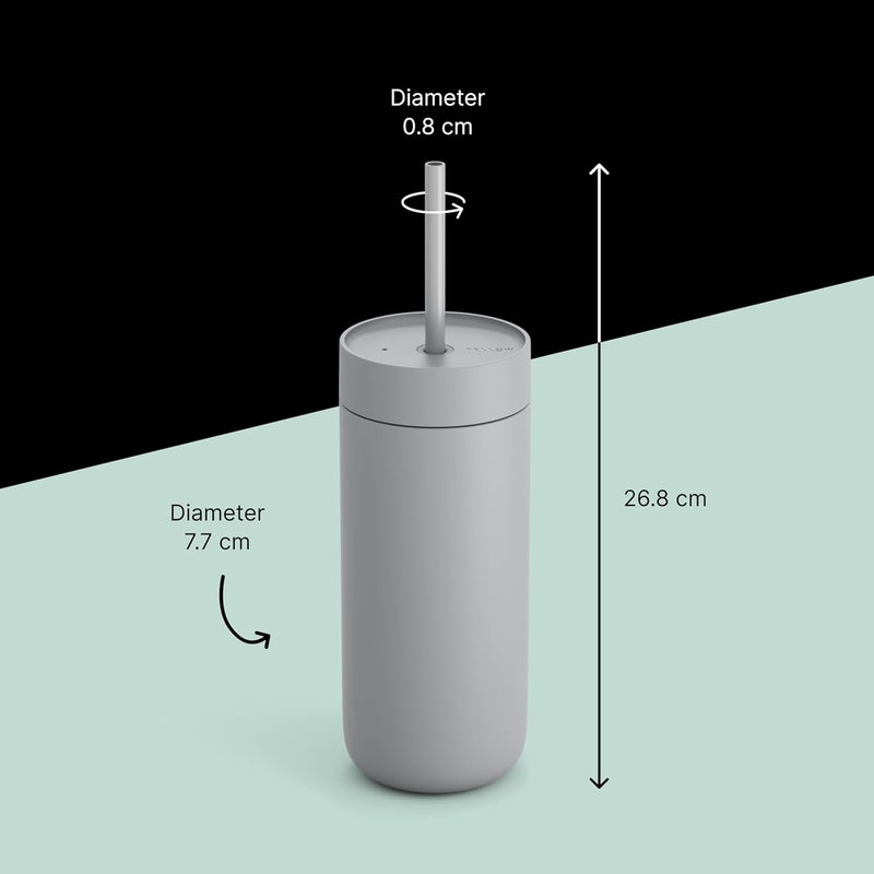 FELLOW 20 oz Carter Cold Travel Iced Coffee Mug - Stainless Steel Vacuum-Insulated Iced Coffee tumbler with Spill Resistant lid and straw - Matte Grey - Image 2