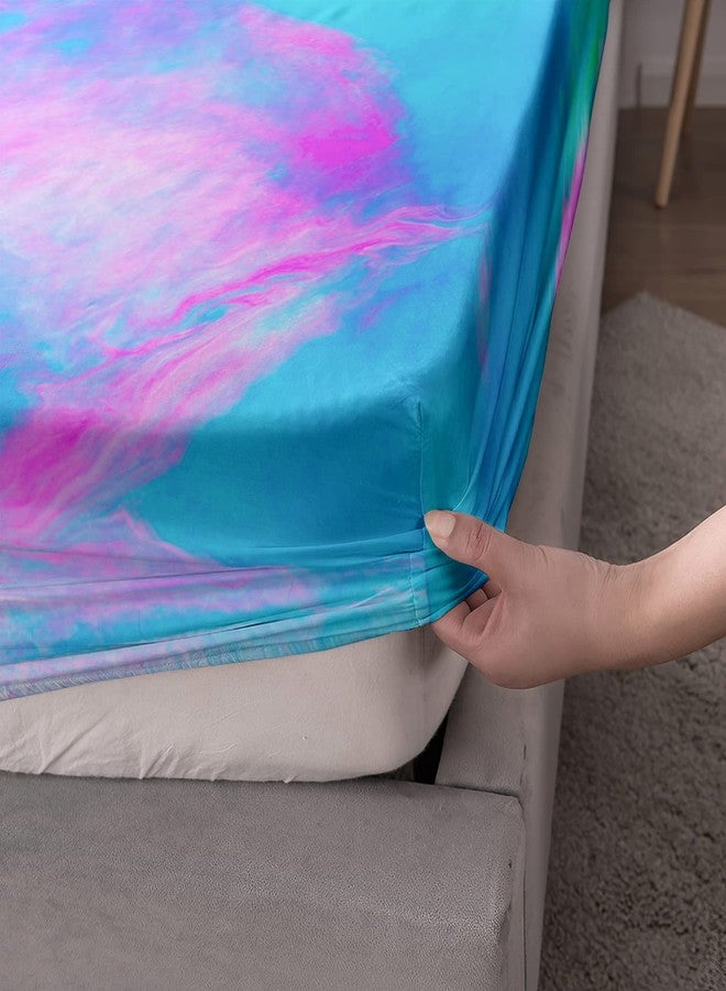 AILONEN Tie Dye Fitted Sheet Full Size, Superior Colorful Hiphop Style Bed Sheets for Girls Teens Kids,Gypsy Bedroom Sheet Set,Bedding Decor Set,1 Fitted Sheet and 2 Pillow Case,3 Piece - Image 2