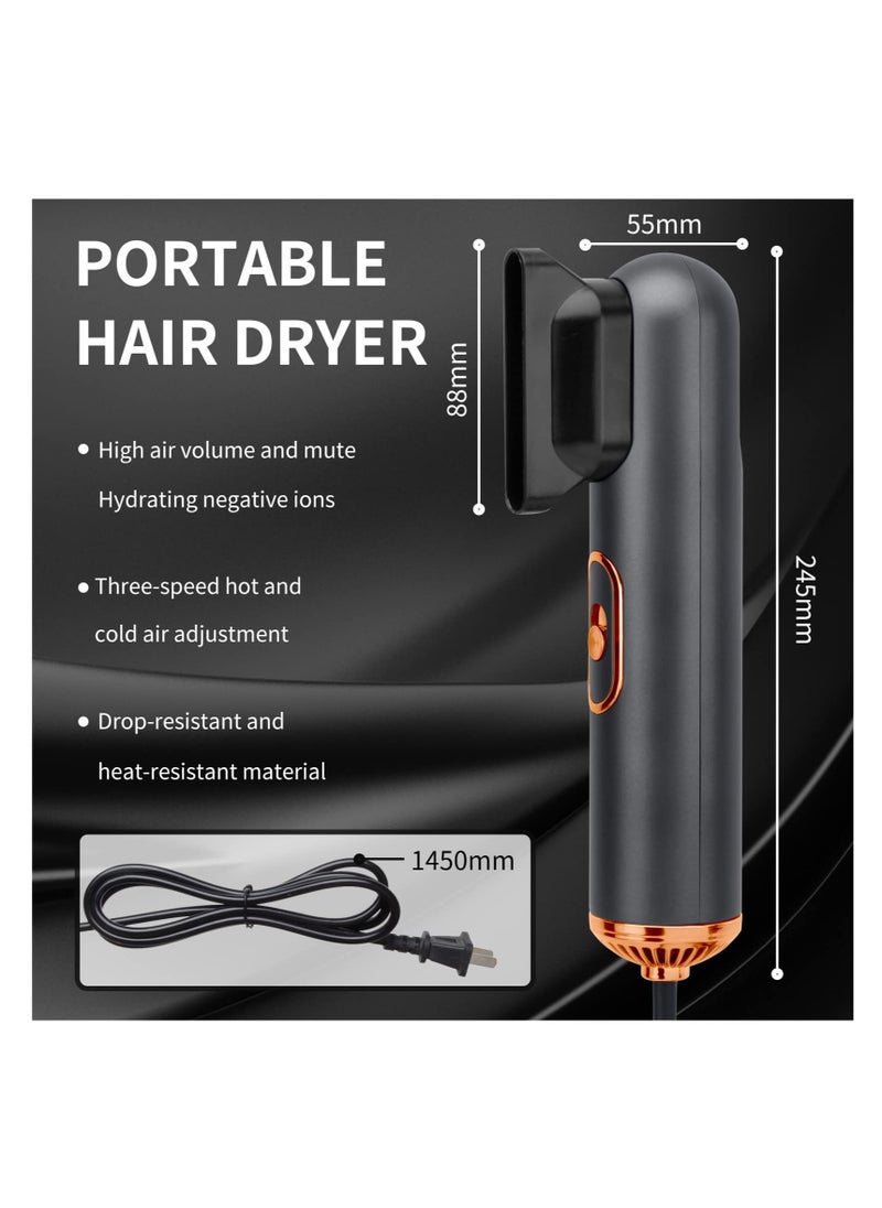 SYOSI - Hair Dryer with Comb Compact Ionic Blowdryer Portable Travel Blow Dryer Thermostatic Quick Dry Hot and Cold Temperature 3 Wind Speed Adjustable (Grey) - Image 1