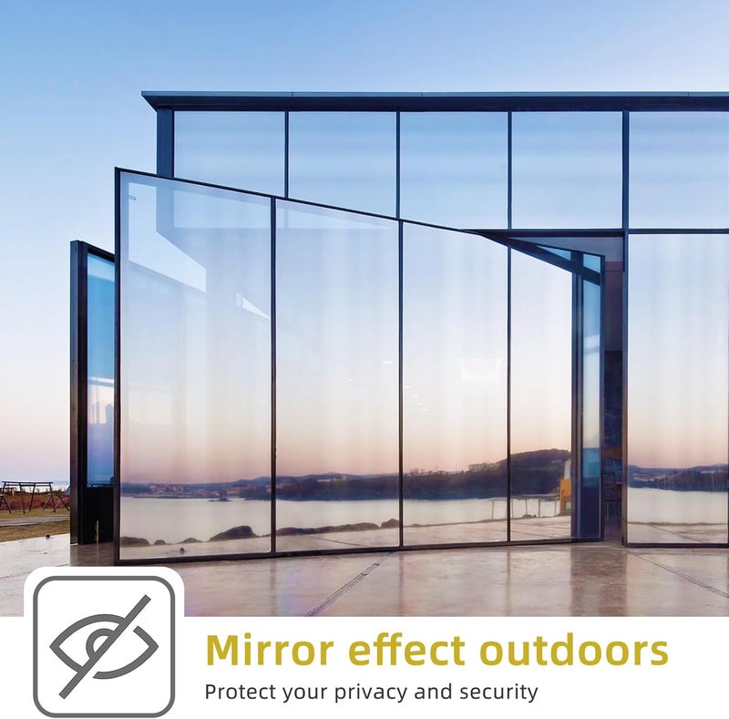 WPCTEV Window Privacy Film One Way Daytime Mirror Tint Treatments UV Heat Control Vinyl Stickers Sun Block Glass Paper Door Covering Reflective (Red Silver, 17.5 Inch x 6.5 Feet) - Image 5