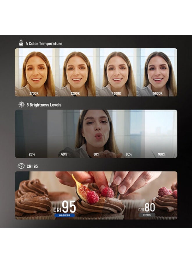 نيوير BASICS NL48B Magnetic Selfie Light as Stand and Mirror - Image 2