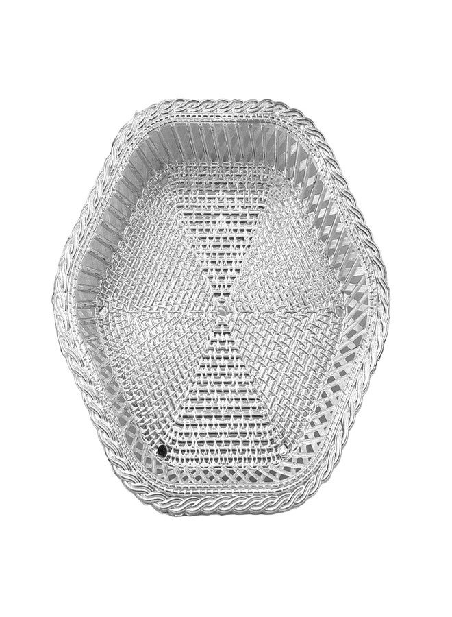 RED WIND Decorative Non Metallic Silver Finish Serving Thalis (19 x 18 x 3 cm)-Pack of 6 |Traditional Seer Plates for Return Gifts, Pooja, Festivals, Weddings & Home Décor SMLSLVR-1 - Image 3