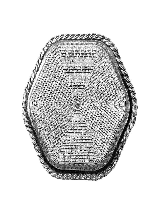RED WIND Decorative Non Metallic Silver Finish Serving Thalis (19 x 18 x 3 cm)-Pack of 6 |Traditional Seer Plates for Return Gifts, Pooja, Festivals, Weddings & Home Décor SMLSLVR-1 - Image 4
