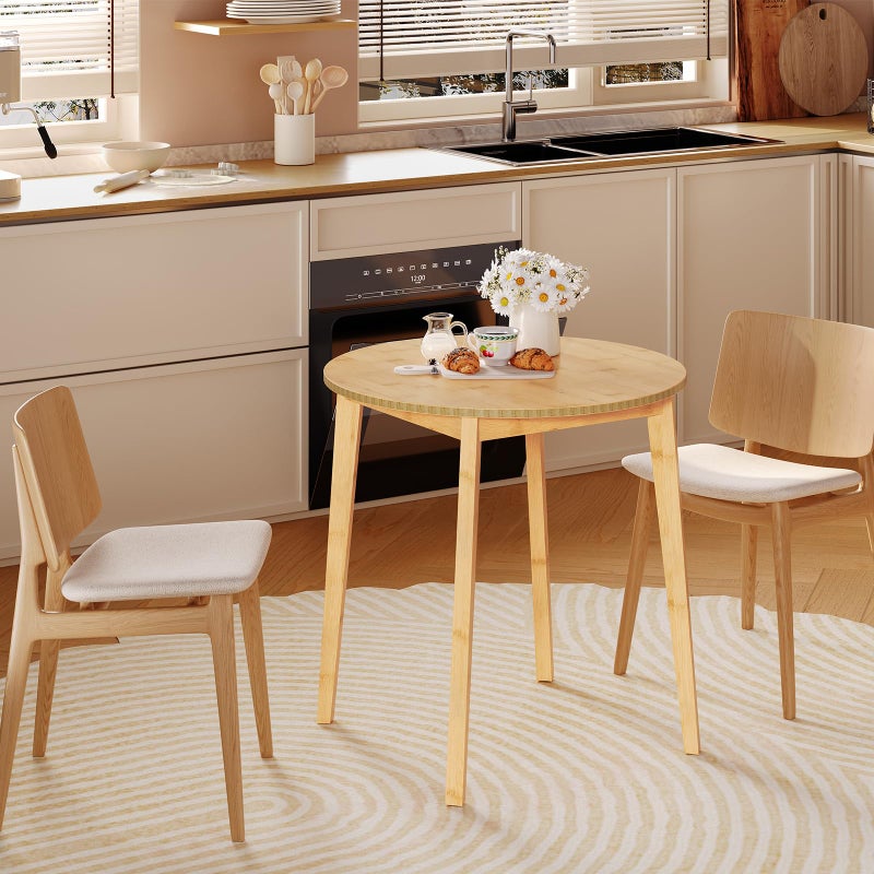 HOOBRO Bamboo Dining Table, Round Dining Table for 2, 27.5" Kitchen Table for Small Space, Writing Table, Easy to Assemble, for Dining Room, Living Room, Office, Kitchen, Apartment, Natural YL71CZ01G1 - Image 4