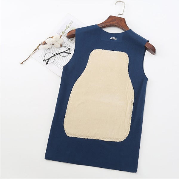 Mens Double-Sided Fleece-Lined Thickened Warmvest Inner Vest Fast-Heating No-Trace Autumn/Winter Thermal Top Navy  - Image 1