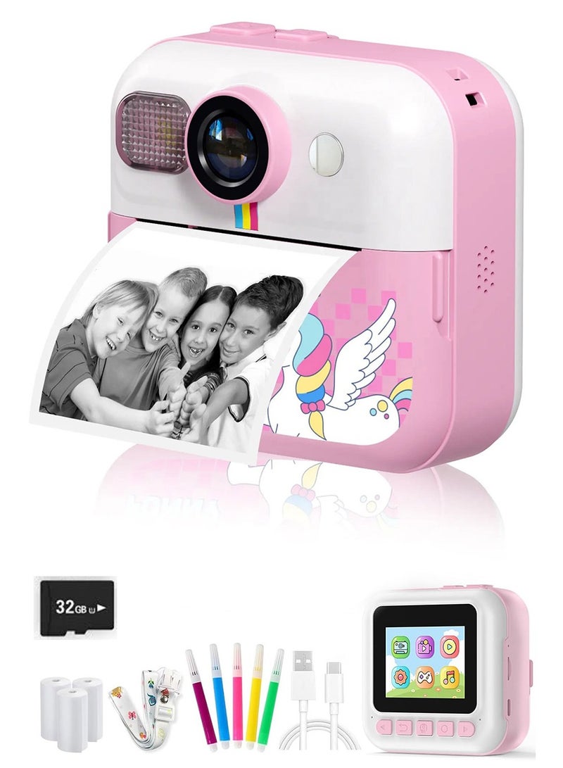 موكوم كاميرا الأطفال الفورية CP02 مع شاشة 2.4 بوصة، بطارية بسعة 1500 مللي أمبير، تخزين قابل للتوسيع حتى 32 جيجابايت، طباعة حرارية، كاميرا HD للتصوير وتسجيل الفيديو - Image 1