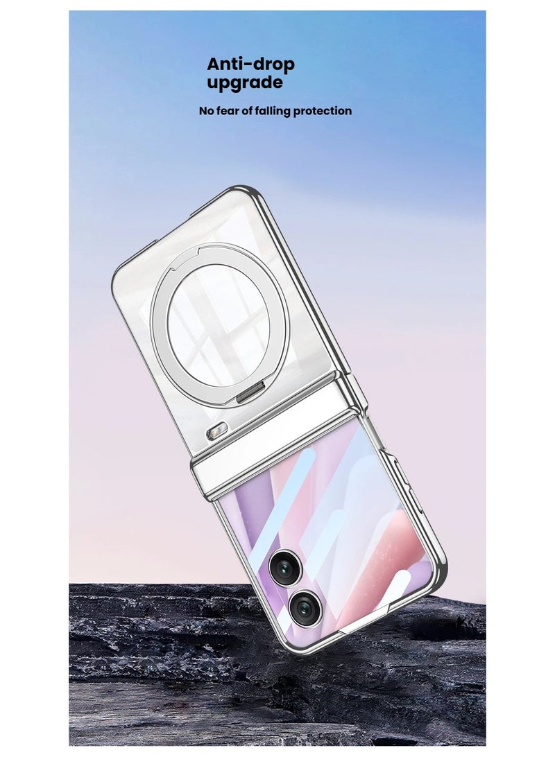 عام غلاف هاتف متوافق مع Honor Magic V Flip2، مفصل مغناطيسي بتشطيب كهربائي، غطاء كامل الحماية وواقي شاشة في منتج واحد، حامل دوار 360 درجة، مقاوم للسقوط والخدوش - Image 4