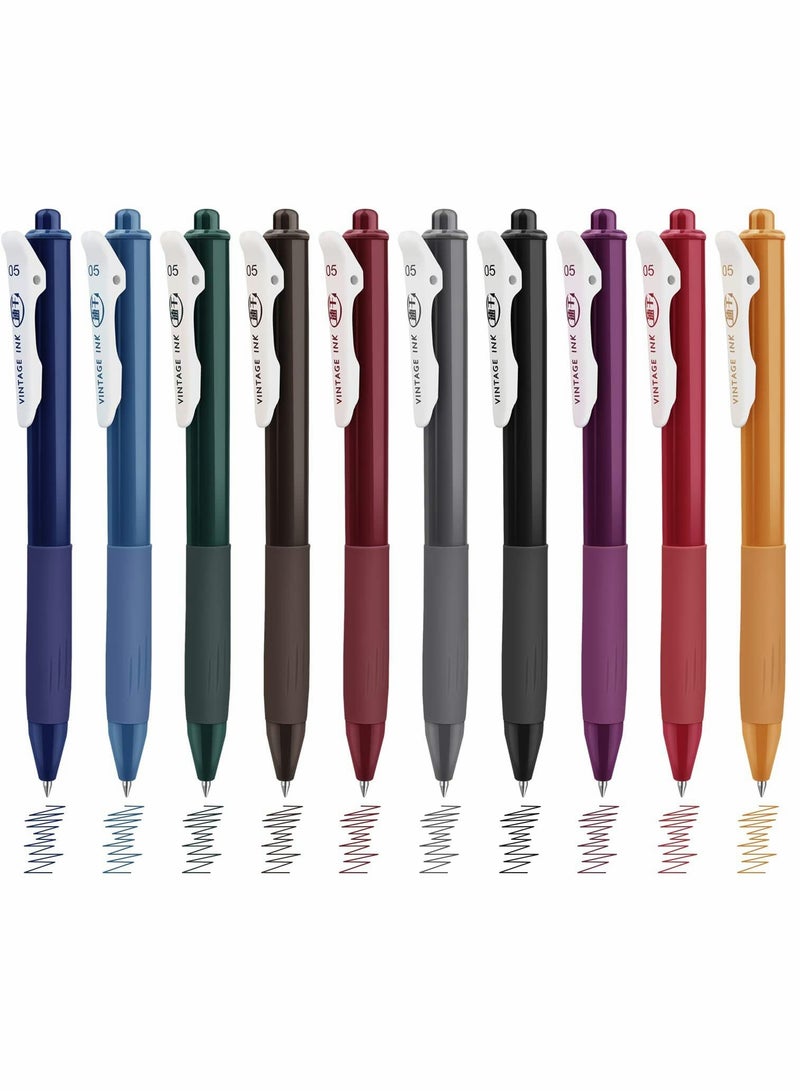 KASTWAVE 0.5 Gel Pen, Multi Color Pen, Cute Kawaii Boxed Pen, Retractable Gel Pens, Quick Dry Ink Vintage Colors Pens, 10 Assorted Colors Smooth Writing Medium Point Pen, for School Office Home Take Notes - Image 1