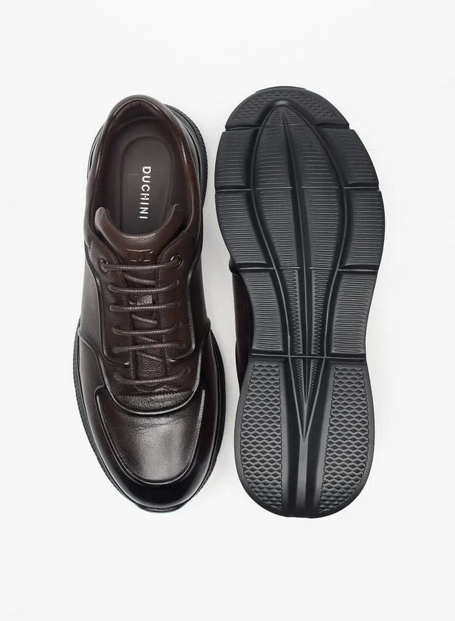 DUCHINI Mens Textured Lace-Up Low Ankle Sneakers