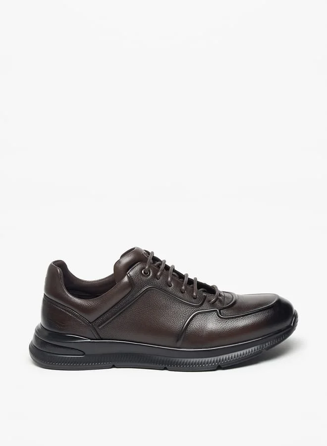 DUCHINI Mens Textured Lace-Up Low Ankle Sneakers