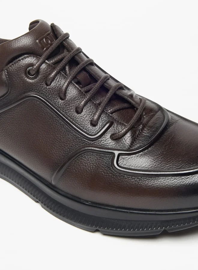 DUCHINI Mens Textured Lace-Up Low Ankle Sneakers